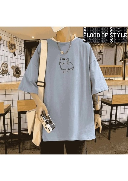 T Gömlek Erkekler Pamuk Baskılı Erkek Yaz Tişörtleri Büyük Boy Tee Gömlek 5xl Rahat T-Shirt B