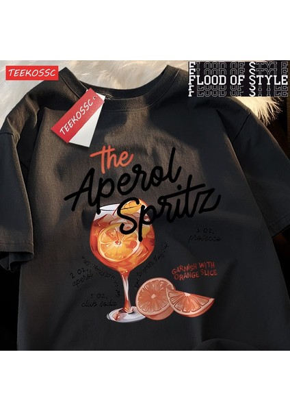 Buzlu Limon Şarap Içecek Baskı T Shirt Erkekler Kadınlar Sevimli Cute Giysi Gevşek Yaz T-Shir