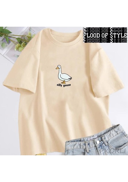 Aptal Kaz T-Shirt Kadın Trendy Unisex T Gömlek Yaz Pamuk Kısa Kollu Komik Kaz Tişörtleri Üstl