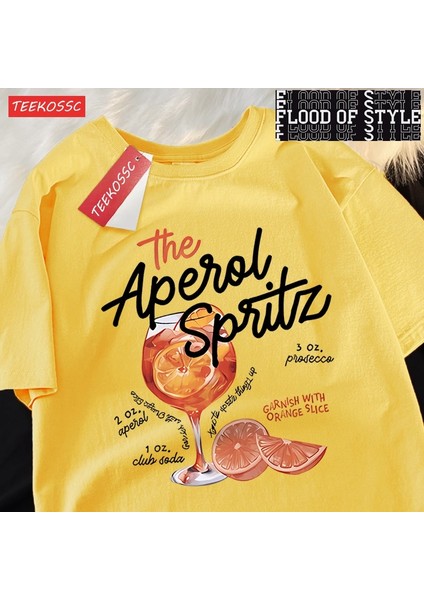 Buzlu Limon Şarap Içecek Baskı T Shirt Erkekler Kadınlar Sevimli Cute Giysi Gevşek Yaz T-Shir