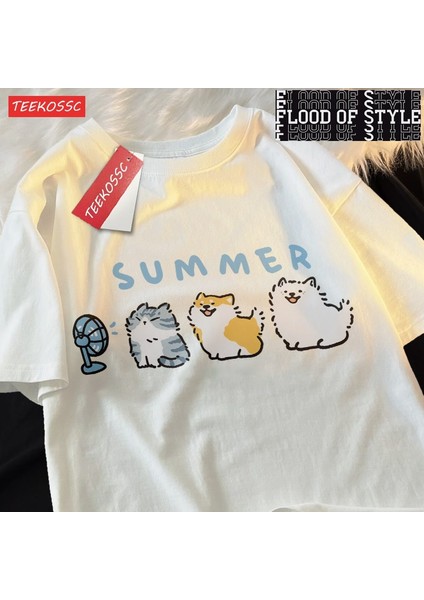 Çizgi T Chai Köpek Samo Blower Fanprinting Adam Tees Grafik Moda T Shirt Yüksek Kaliteli Günl