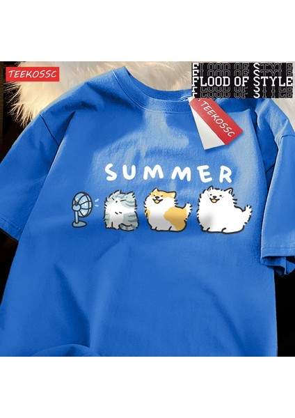 Çizgi T Chai Köpek Samo Blower Fanprinting Adam Tees Grafik Moda T Shirt Yüksek Kaliteli Günl