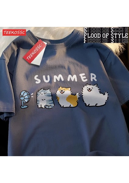 Çizgi T Chai Köpek Samo Blower Fanprinting Adam Tees Grafik Moda T Shirt Yüksek Kaliteli Günl