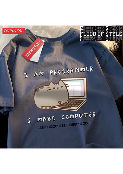 Ben Programcı Ben Yapmak Bilgisayar Erkek T Shirt Yaz Pamuk T-Shirt Boy Gevşek Kısa Kollu Cre