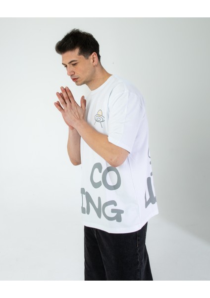 Oversıze Unisex Baskılı T-Shırt Intrusıon Whıte modelleri