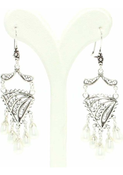 925 Ayar Gümüş Damla İnci Taşlı Telkari Küpe fiyatları