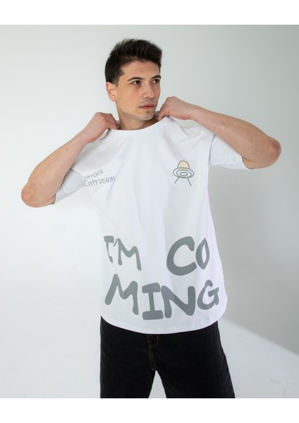 Oversıze Unisex Baskılı T-Shırt Intrusıon Whıte indirimleri
