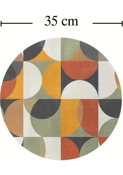 6'lı Geometrik Desen Keçe Amerikan Servis 35 x 35 cm