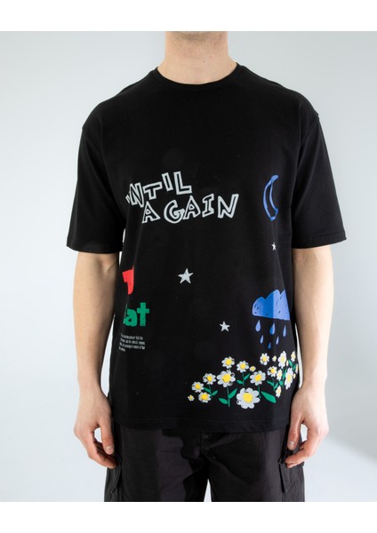 Oversıze Unisex Baskılı T-Shırt Untıl Black fiyatları