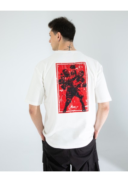 Oversıze Unisex Baskılı T-Shırt Tyson Ecrou