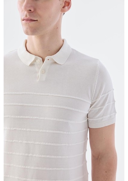 Ekru Slim Fit Düğmeli Polo Yaka T-Shirt modelleri