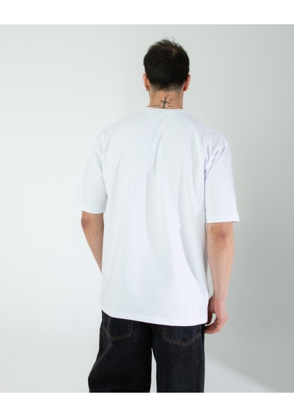 Oversıze Unisex Baskılı T-Shırt Untıl Whıte modelleri