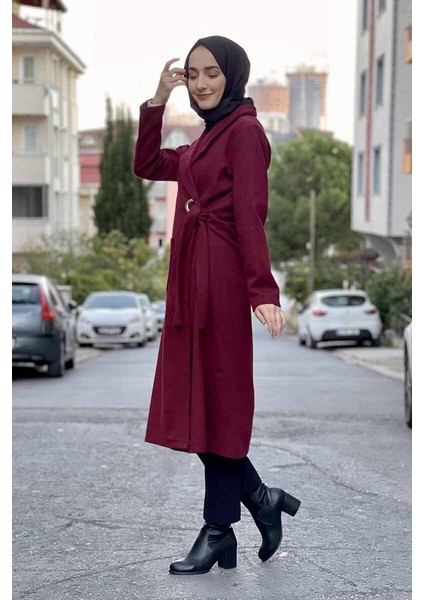Kaşe Kaban Bordo