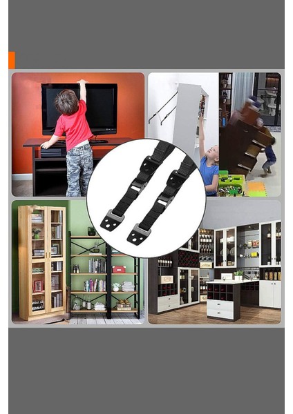 15'' 75'' LCD Tv Duvar Sabitleme Güvenlik Kemeri Çocuk Bebek Koruma Askısı 2 Adet Metal Tokalı