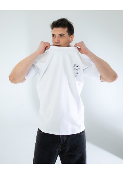 Oversıze Unisex Baskılı T-Shırt Fly Whıte modelleri