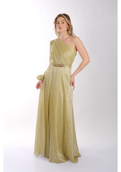 Explosion Tek Omuz Maxi Metalik Elbise - Şıklığı ve konforu bir arada! modelleri