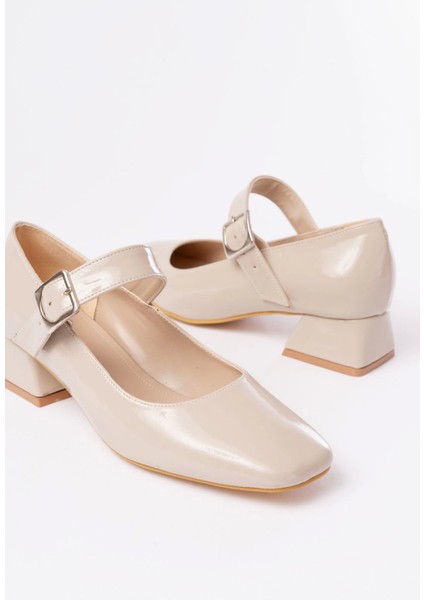 ST-006 Bej Rugan Günlük 4 cm Topuklu Bayan Ayakkabı