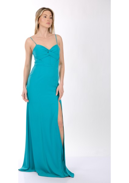 DORİDORCA Kalp Yaka Önden Yırtmaçlı Krep Kumaş Maxi Boy Kadın Abiye Elbise 231KB5110 indirimleri