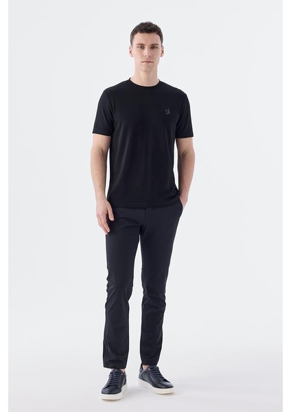 Siyah Slim Fit Bisiklet Yaka T-Shirt