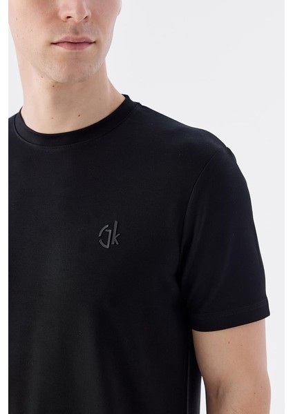 Siyah Slim Fit Bisiklet Yaka T-Shirt