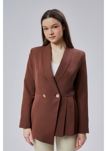 Kahverengi Regular Fit Pile Detaylı Blazer Ceket fırsatları