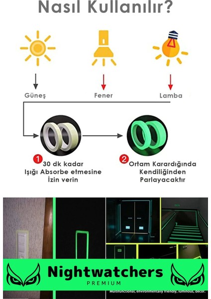 Özel Karanlıkta Işık Veren Yansıyan 4 Metre Fosforlu Yeşil Şerit Kendinden Yapışkanlı Reflektör Bant fiyatları