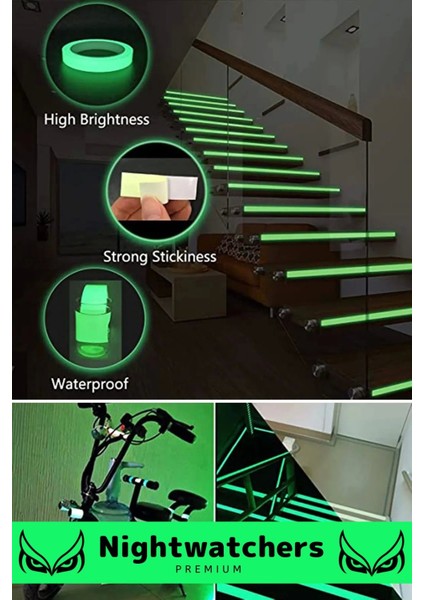 Özel Karanlıkta Işık Veren Yansıyan 4 Metre Fosforlu Yeşil Şerit Kendinden Yapışkanlı Reflektör Bant modelleri