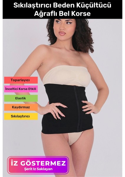 2 Beden Incelten Vücut Şekillendirici Toparlayıcı Beden Küçültücü Ağraflı Bel Korse