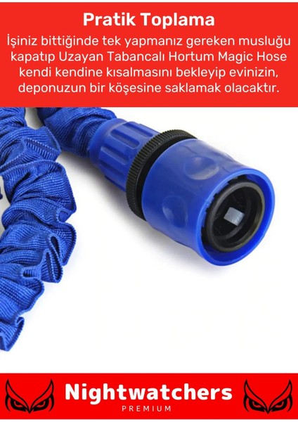 Premium Seri Dolaşmaz Kırılmaz 7 Kademeli Uzayan Bahçe Sulama Araç Yıkama Tabancalı 15 Metre Hortum