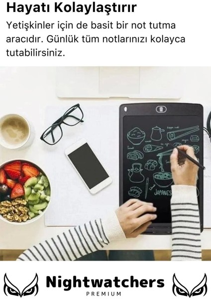 Premium LCD Ekranlı Kalemli Dijital Çizim Tableti Yazı Tahtası Boyama Resim 8,5 Inç Akıllı Tablet