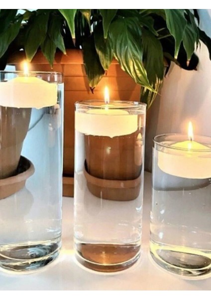 3'lü Borosilikat Cam Mumluk Seti + Yüzen Mum Hediyeli – Dekoratif Şamdan Takımı" fiyatları