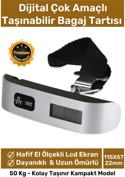 Deluxe Seyahat Bavul Ağırlık Tartı Dijital LCD Ekran Çok Amaçlı Taşınabilir Bagaj Tartısı Max 50 kg