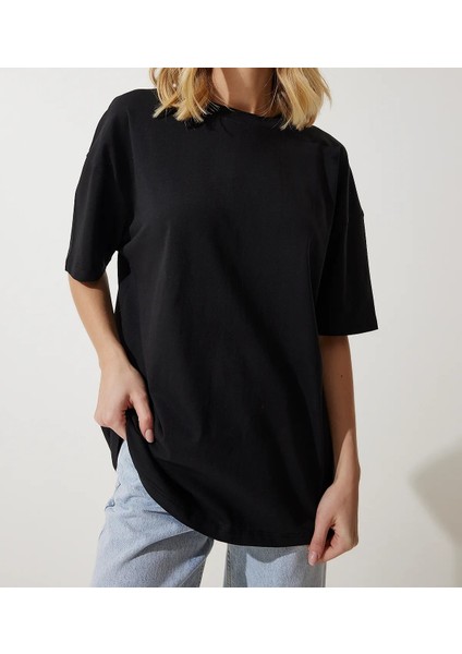 Kadın T-Shirt Bisiklet Yaka Basic Oversize fiyatları