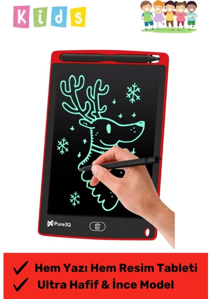 Premium LCD Ekranlı Kalemli Dijital Çizim Tableti Yazı Tahtası Boyama Resim 8,5 Inç Akıllı Tablet