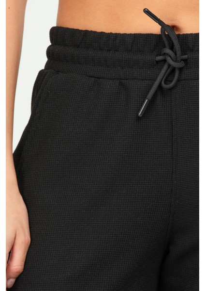 Siyah Regular 100% Pamuklu Lastik Paça Kadın Basic Eşofman Alt SD1001