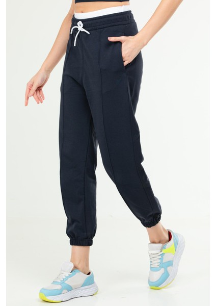 Lacivert Oversize Basic Pamuklu Yüksek Bel Lastik Paça Kadın Eşofman Alt SD1000 fiyatları