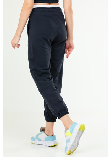 Lacivert Oversize Basic Pamuklu Yüksek Bel Lastik Paça Kadın Eşofman Alt SD1000 fırsatları