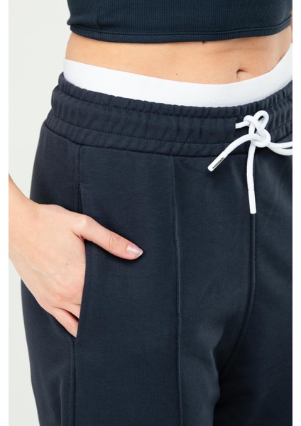 Lacivert Oversize Basic Pamuklu Yüksek Bel Lastik Paça Kadın Eşofman Alt SD1000 indirimleri