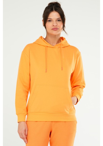 Beyaz - Siyah Oversize Basic Pamuklu Kapüşonlu Kanguru Cep Kadın Sweatshirt SC1242