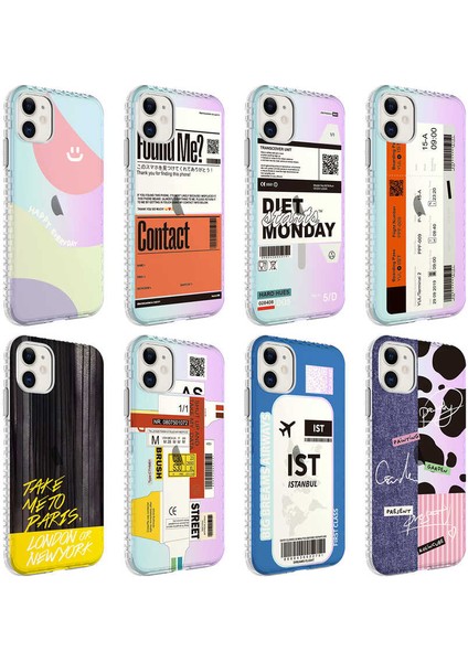 Apple iPhone 11 Kılıf Airbag Kenarlı Renkli Desenli Silikon Vrdr Elegans Kapak-No6