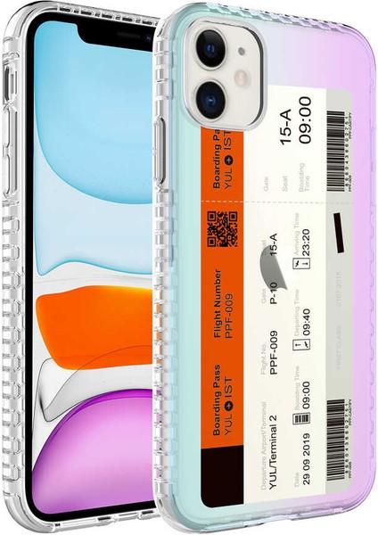 Apple iPhone 11 Kılıf Airbag Kenarlı Renkli Desenli Silikon Vrdr Elegans Kapak-No1