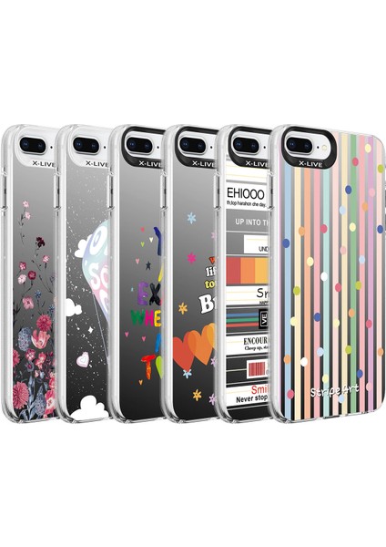 Apple iPhone 8 Plus Kılıf Desenli Vrdr Silver Sert Kapak-Mottolar