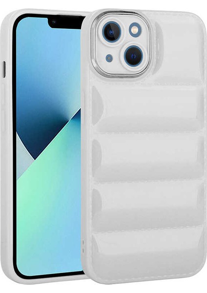 Apple iPhone 14 Plus Kılıf Kamera Korumalı Parlak Airbag'li Vrdr Galya Kapak-Beyaz