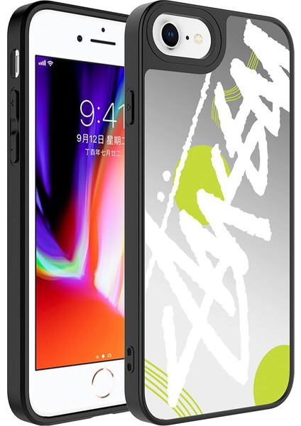 iPhone 8 Plus Uyumlu Aynalı Desenli Kamera Korumalı Parlak Vrdr Mirror Kapak-Yazı