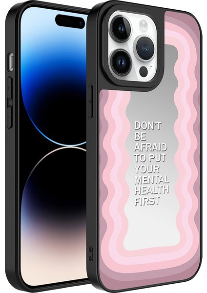 iPhone 14 Pro Max Uyumlu Aynalı Desenli Kamera Korumalı Parlak Vrdr Mirror Kapak-Ayna