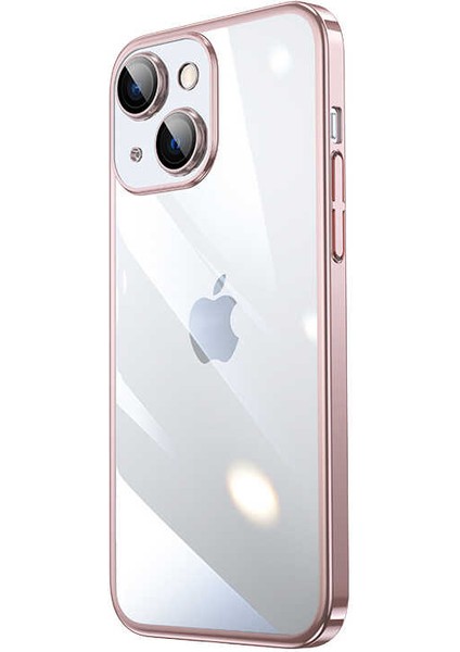 Apple iPhone 14 Plus Uyumlu Sert Pc Renkli Çerçeveli Vrdr Riksos Kapak-Rose Gold