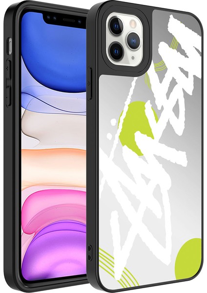 Apple iPhone 11 Pro Kılıf Aynalı Desenli Kamera Korumalı Parlak Vrdr Mirror Kapak-Yazı