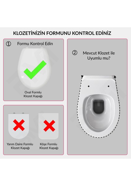 Rivera Klozet Kapağı – Beyaz, Yavaş Kapanır, Tak-Çıkar, Oval Uyumlu, kolay montajlı
