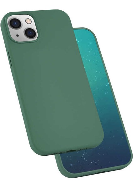 Apple iPhone 13 Mini Uyumlu Vrdr Silk Silikon-Koyu Yeşil