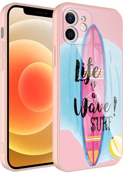 Apple iPhone 12 Uyumlu Kamera Korumalı Desenli Sert Silikon Vrdr Epoksi KAPAK-NO10